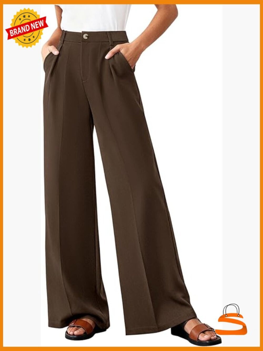 Wide Leg Palazzo Pants High Waisted with Pockets Casual Work Trousers